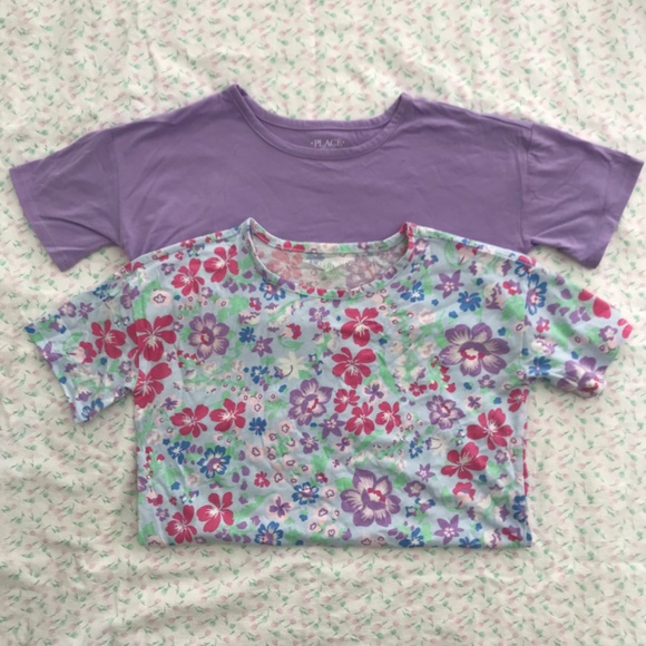 T-Shirts Bundle Lot Girls XXL or Adult S/M Pink Purple Blue Floral - Picture 3 of 8